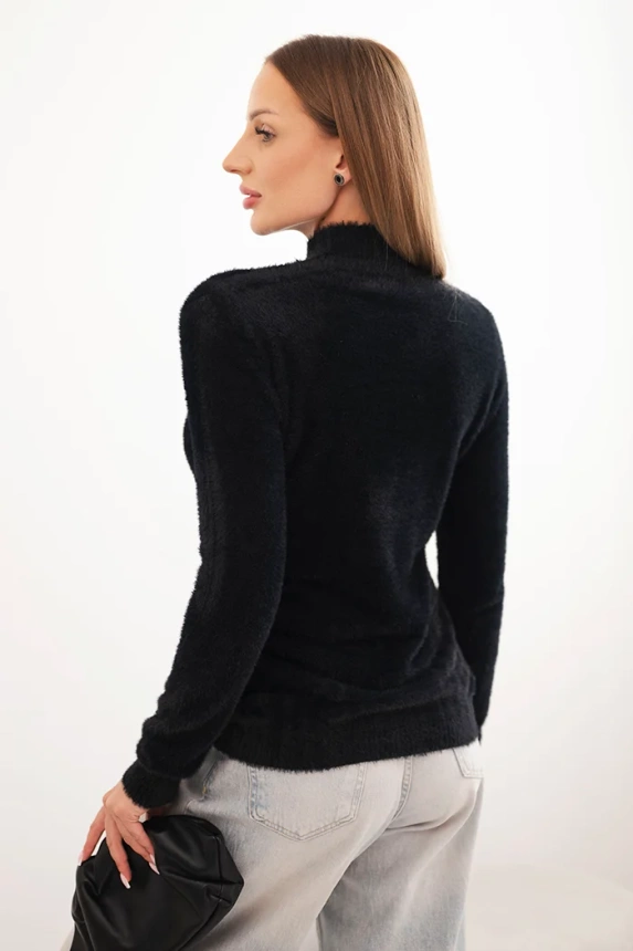 Women's alpaca sweater with a turtleneck black