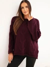 A sweater women's with a loose cut without fastening plum