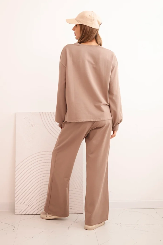 Women's cotton set with wide-leg pants and long-sleeve sweatshirt fango