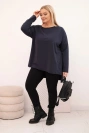 Dámská bavlněná blůza Plus Size asymetrická s dlouhým rukávem granátová