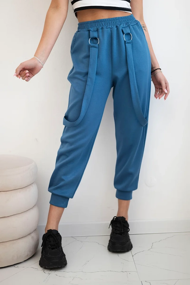 Spodnie z ozdobnymi paskami masełko jeansowe