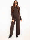 Damen-Set Bluse und Hose mit klassischem Schnitt braun