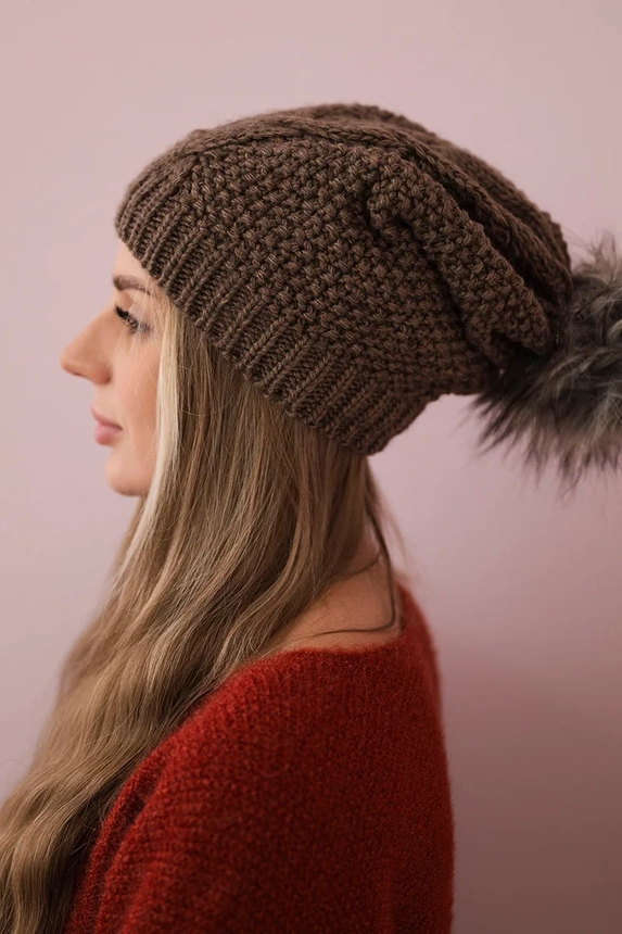 Cap with fleece Sandra K210 cappuccino