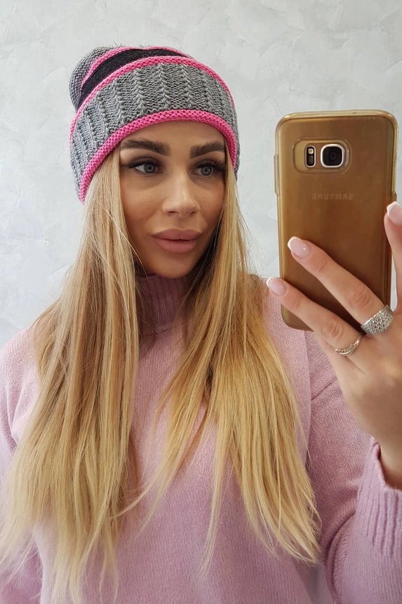 Dámska čiapka Kinga K297 tmavo šedá + čierna