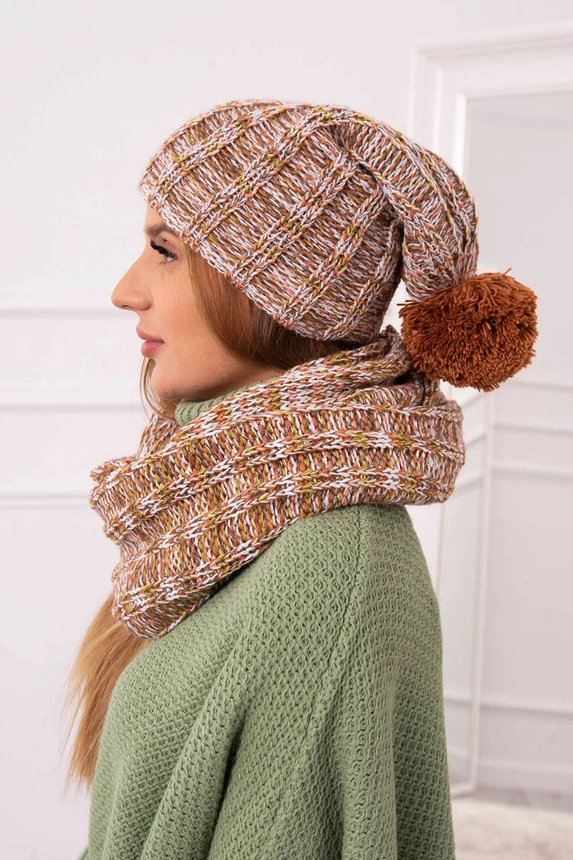 Women's set with fleece 4 Pory Roku K263 camel+white