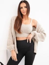 Damenpullover mit Viskose- und Wollanteil im Set mit Top beige
