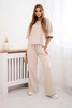 Punto set blouse + wide-leg pants beige