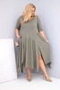 Damen Kleid aus Baumwolle Plus Size mit asymmetrischem Saum khaki