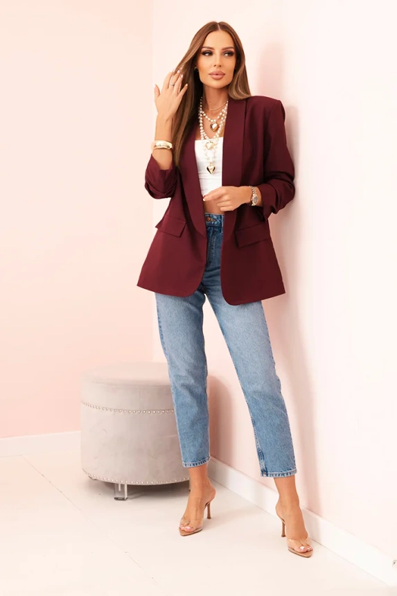 Elegant blazer with lapels burgundy