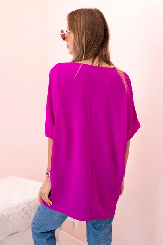 Oversize-Bluse mit Anhänger Aubergine