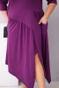 Plus Size women's cotton dress with an asymmetrical hem dark purple