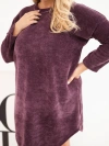 Sukienka damska Plus Size sztruksowa z luźnym fasonem ciemno fioletowa
