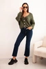 Women's sweater with a V-neck and buttons khaki