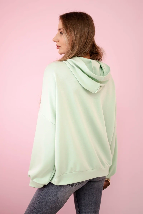 Kapuzenpullover aus Butter Material dunkles Mint