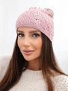 A hat women's ribbed made of viscose with modal addition dark pink