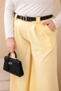 Women's Plus Size viscose pants with wide legs and belt yellow