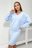 Bluse + gestreiftes Kleid blau