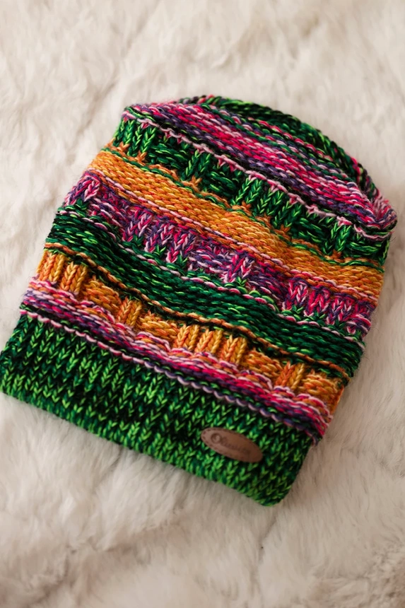 Čapica s fleece Patrycja K254 fialová+neónová zelená