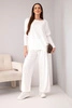 Ladies' set made of viscose with a loose blouse and pants ecru
