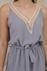 Short jumpsuit with decorative lace grey