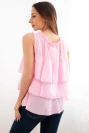 Women's cotton off-the-shoulder blouse with ruffles sleeveless light pink