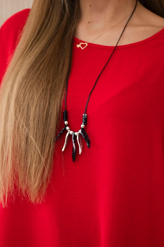Oversized blouse with pendant red