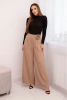 Elegant women's trousers with wide legs and decorative flower fango