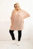 Sweter damski Plus Size z moherem ponczo pudrowy róż