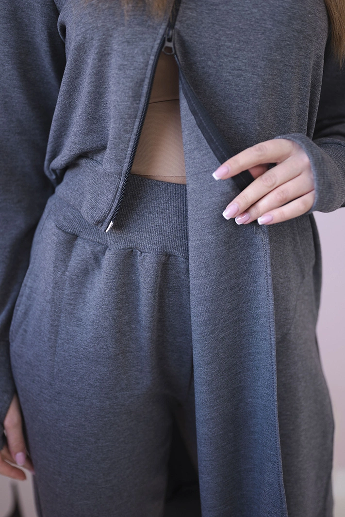 Set sweatshirt with longer side graphite