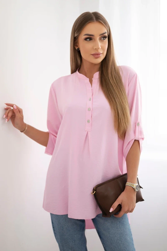Bluse mit längerem Rücken Bonbon-Rosa