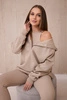 Set aus 3 in 1 Sweatshirt, Top und Leggings hellbeige