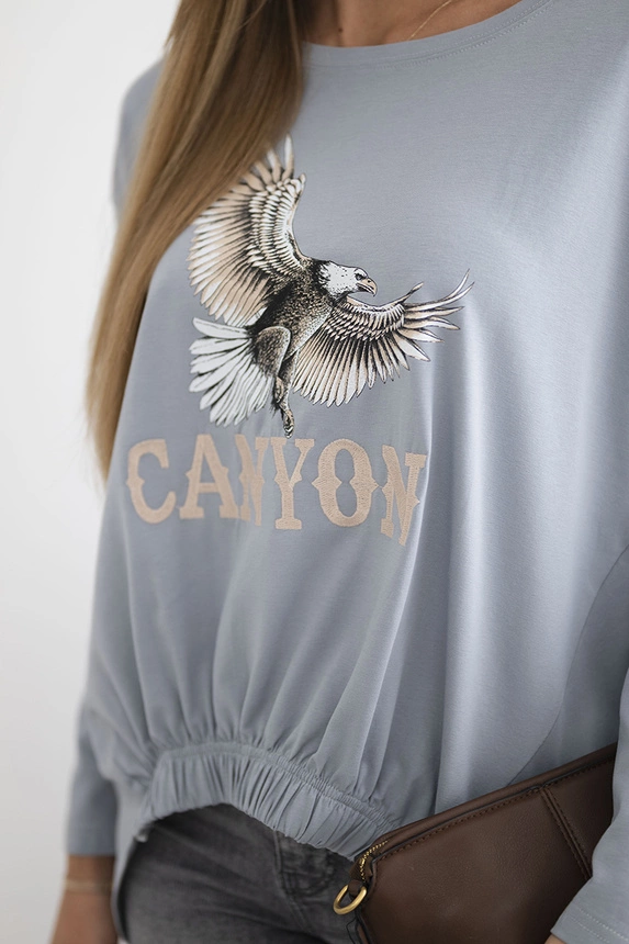 Damenbluse mit Adler und Canyon Schriftzug grau