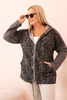Plus Size women's zip-up hoodie with a hood, acid-washed, graphite