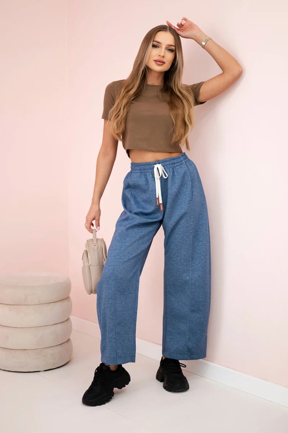 Butterhose, die in der Taille gebunden wird Denim-Melange