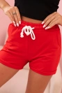 Women's cotton shorts with elastic and tie at the waist red