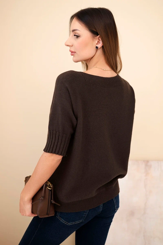 Women's short-sleeve viscose sweater brown
