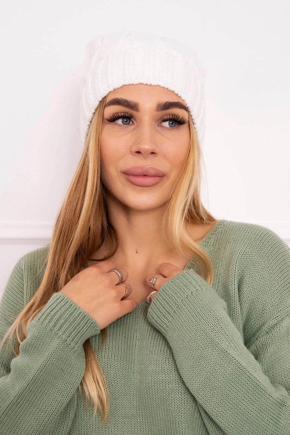 Cap with fleece Iwona K221 white