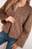 Faux fur women's jacket without fastening brown