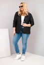 Dámská bunda Plus Size prošívaná s květinami s límcem a kapsami černá