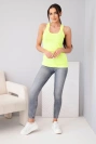Moteriška marškinėliai su petnešomis iš medvilnės su apvalia iškirpte geltonas neonas