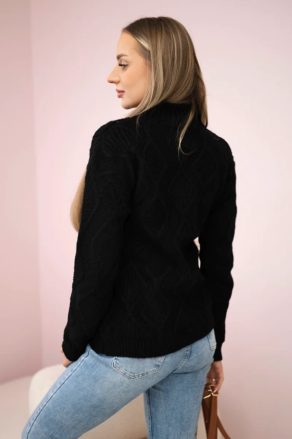 Sweater with decorative weave black