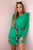 Women's dress with ruffles and a belt green
