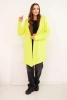 Women's cotton hoodie with an elongated front neon yellow