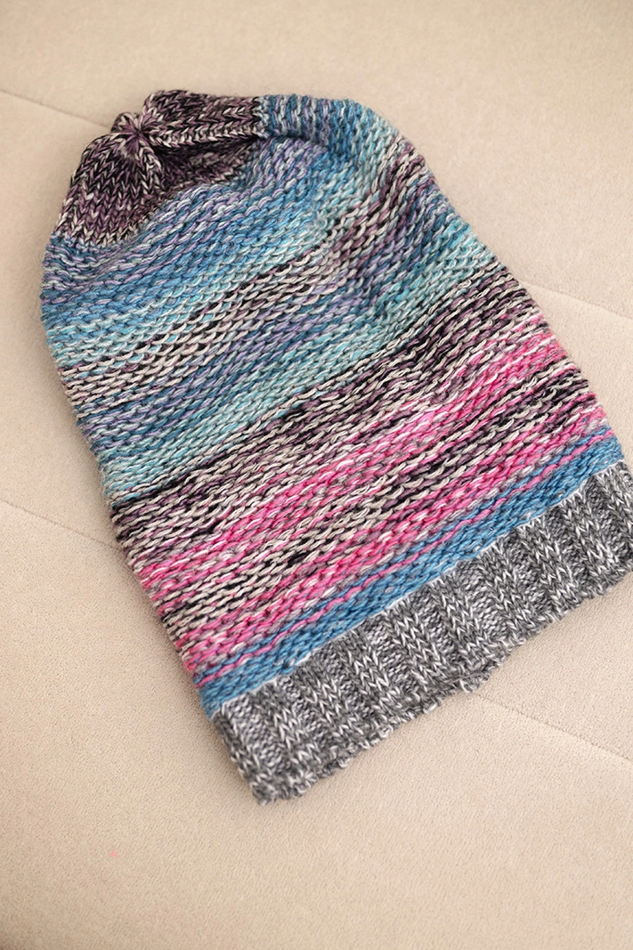 Mütze mit Fleece Krystyna K207 rosa+dunkelgrau