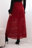 Spódnica damska z koronką i podszewką bordowa