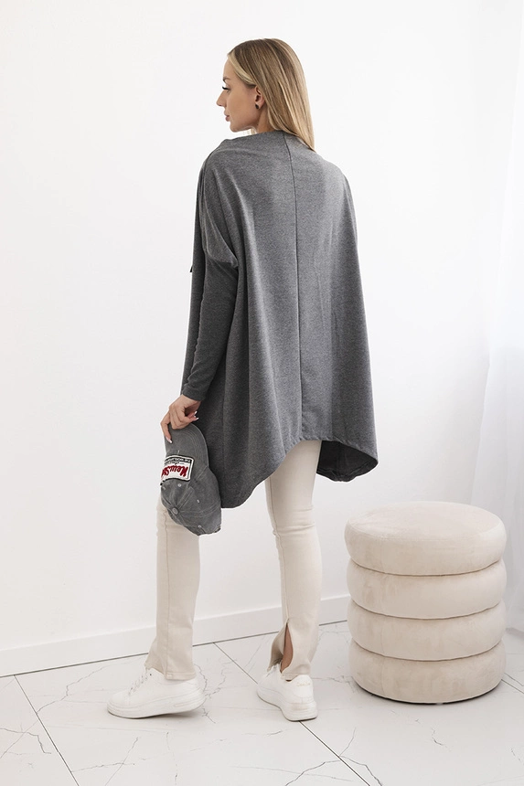 Oversize sweatshirt with asymmetrical sides graphite