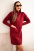 Damenpulloverkleid mit Rollkragen und Tasche bordeaux
