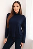 Women's viscose blouse with a turtleneck and long sleeves navy blue