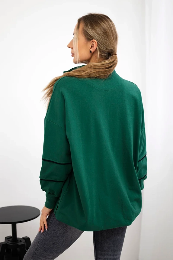 Sweatshirt with zipper and pockets green