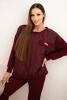 Women's tracksuit set made of viscose with a quilted sweatshirt and pants plum